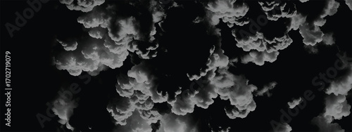 Monochrome textured sky filled with turbulent storm clouds and mist