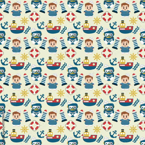 Seamless pattern nautical theme
