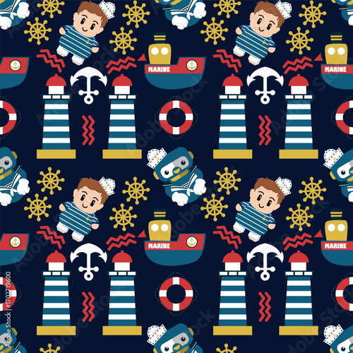 Seamless pattern nautical theme