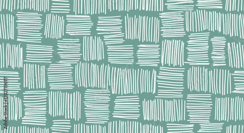 シームレス抽象パターン｜ライトグリーン縦線モザイク｜ソフトティール背景｜現代的デザイン向け