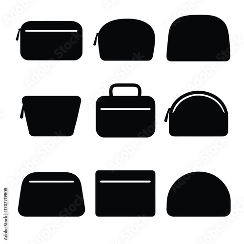 Chic Silhouette An Array of Cosmetic and Travel Bag Icons for Stylish Organization