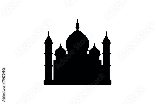 iconic architectural structure depicted in black silhouette