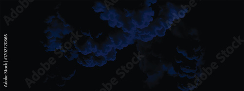 Surreal abstract storm sky featuring moody blue cloud formations