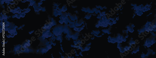 Heavy atmospheric background filled with layered dark blue cloud textures