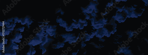 Ominous artistic storm cloudscape with blue tones over dark background