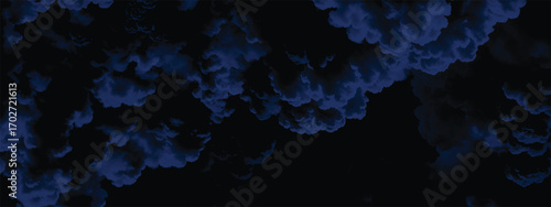 Surreal dramatic blue cloud formation against black textured background