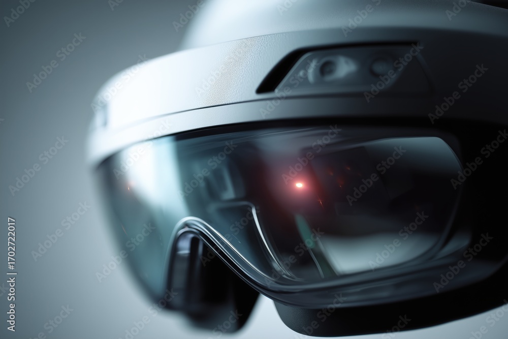 Fototapeta premium Close-up of a sleek modern augmented reality headset with translucent visor