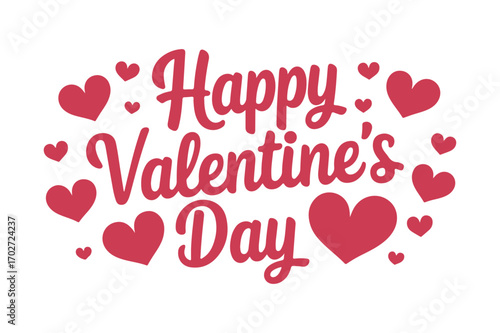 Happy valentine s day text with heart decorations