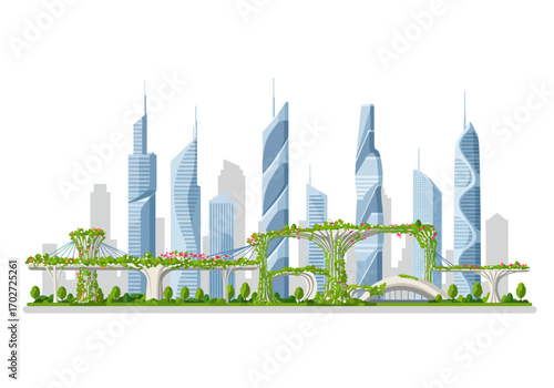 Futuristic Cityscape with Green Architecture.