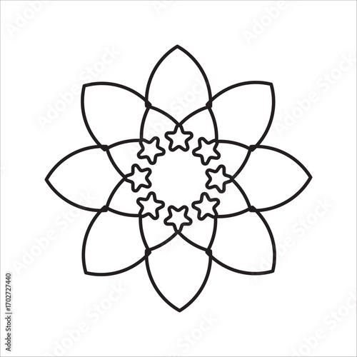 Elegant Floral Mandala Design Outline Art for Print and Web