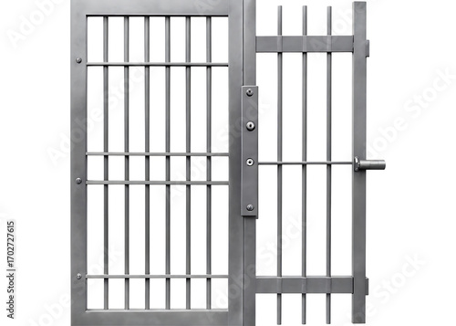 Closed Double Metal Prison Style Doors with Handle and Lock metal doors prison doors isolated on a transparent background