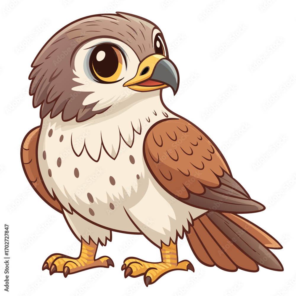 Fototapeta premium Hawk Cartoon Vector Art | Cute Tiger Illustration | PNG SVG Clipart | Jungle Animal Cartoon | Digital Download for Cricut, Sublimation & Kids Design