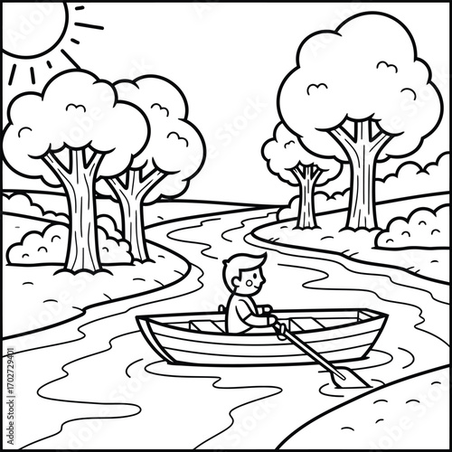 Peaceful River Journey A Boy's Adventure in Nature