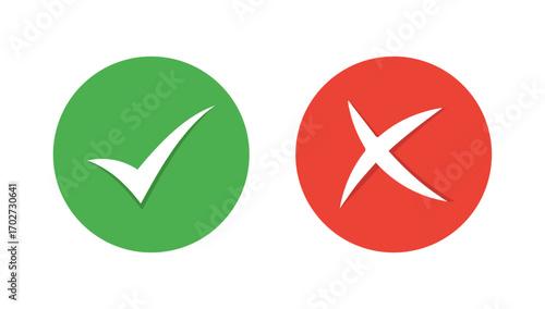 Check mark and cross mark icon set