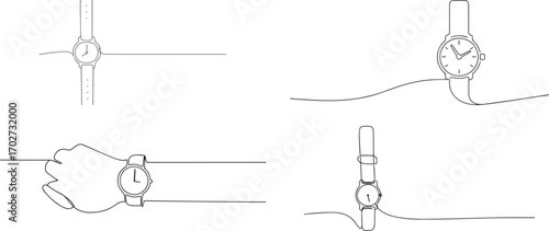 Set of Watch one continuous line art, Vector illustration, One line art, Line art graphic style