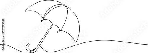 Umbrella one continuous line art, Vector illustration, One line art, Line art graphic style