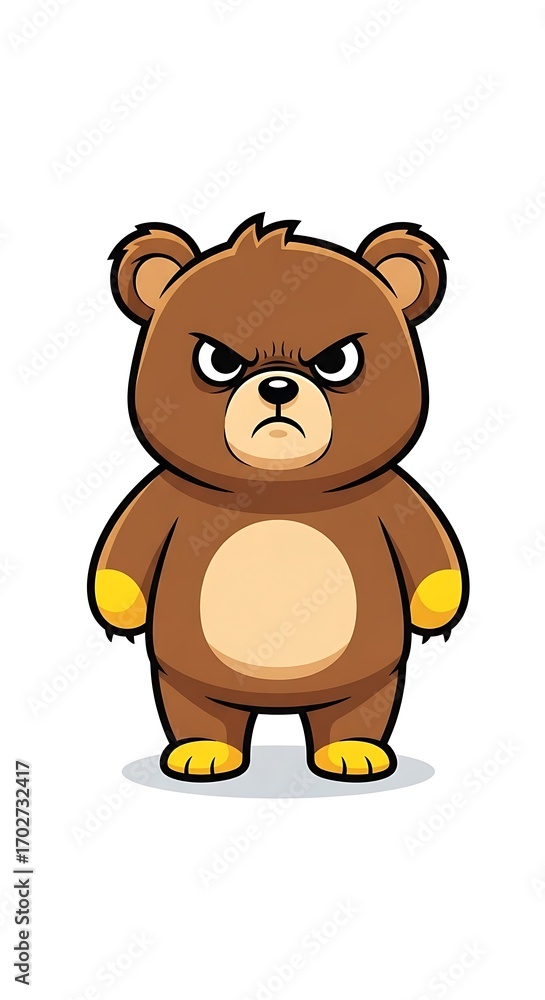 Obraz premium A cartoon bear with a grumpy expression stands out against a plain white background.
