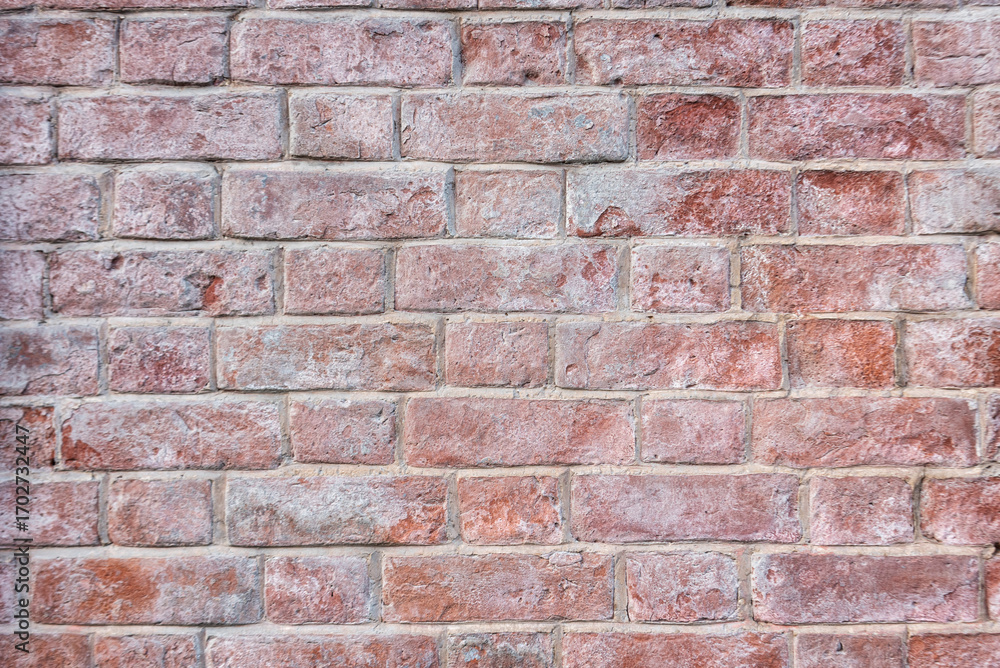 Obraz premium Whitewashed old brick wall, background.