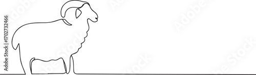 Goat animal  one continuous line art, Vector illustration, One line art, Line art graphic style