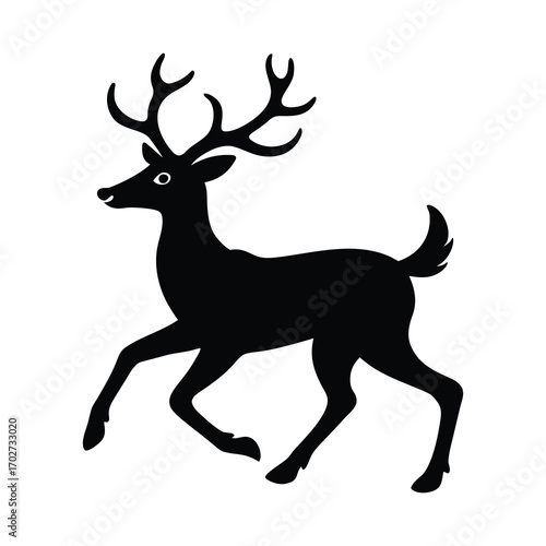 vector deer running gracefully with antlers raised.