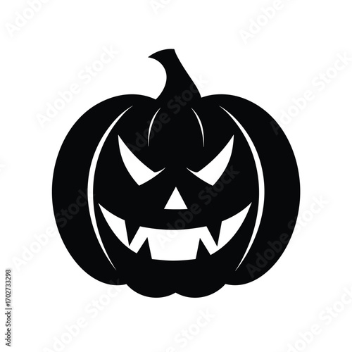 Spooky silhouette jack o lantern halloween pumpkin icon symbol for seasonal celebration silhouette