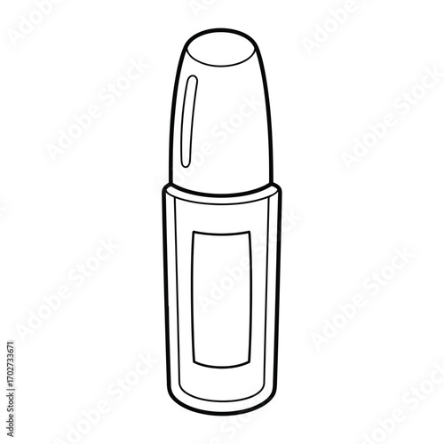 Simple line art icon of a cosmetic bottle, minimalist beauty product vector