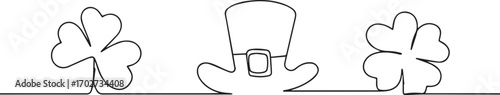 St. Patrick's day one continuous line art, Vector illustration, One line art, Line art graphic style
