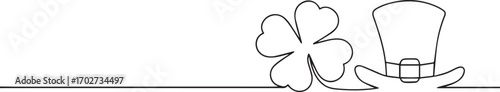 St. Patrick's day one continuous line art, Vector illustration, One line art, Line art graphic style