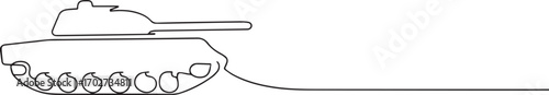Tank one continuous line art, Vector illustration, One line art, Line art graphic style