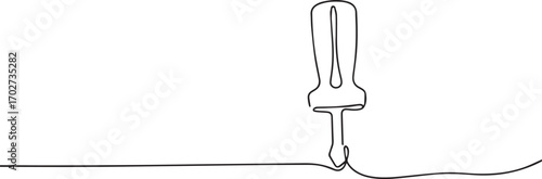 Screwdriver one continuous line art, Vector illustration, One line art, Line art graphic style