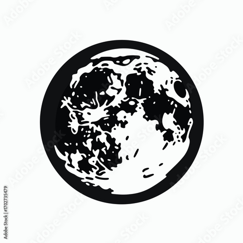 Detailed high contrast full moon celestial body surface texture for astronomical themes silhouette
