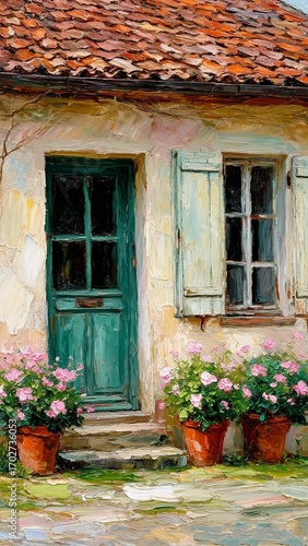 old house with flowers