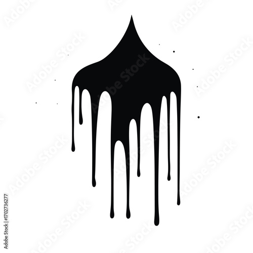Abstract black ink blob dripping downward abstract organic shape design element silhouette
