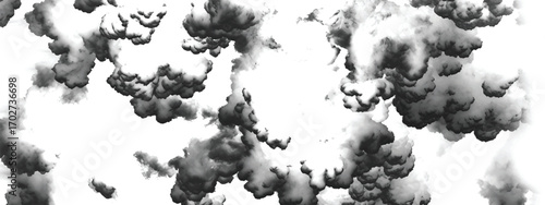 Monochrome artistic cloud background with heavy layered smoke-like textures