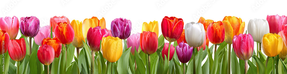 Fototapeta premium Colorful tulips in a vibrant spring display