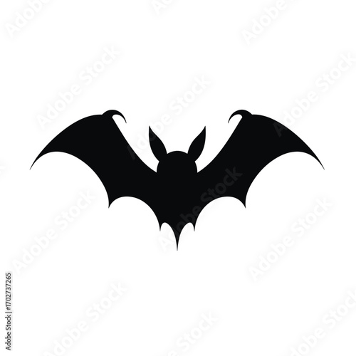 Black bat silhouette flying spreading wings halloween autumn nocturnal creature silhouette