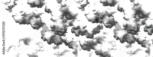 Dark textured sky filled with layered storm cloud formations in grayscale