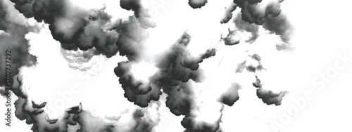 Dark textured sky filled with layered storm cloud formations in grayscale