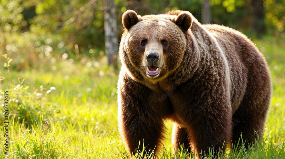 Fototapeta premium Grizzly Bear in a Sunny Meadow