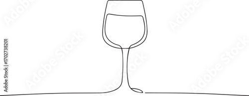 wine glass one continuous line art, One line art, Vector illustration