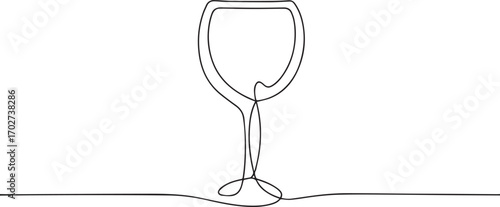 wine glass one continuous line art, One line art, Vector illustration