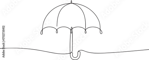 umbrella one continuous line art, One line art, Vector illustration