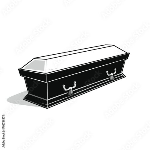 Traditional coffin with handles a funeral object isolated for mourning and remembrance silhouette