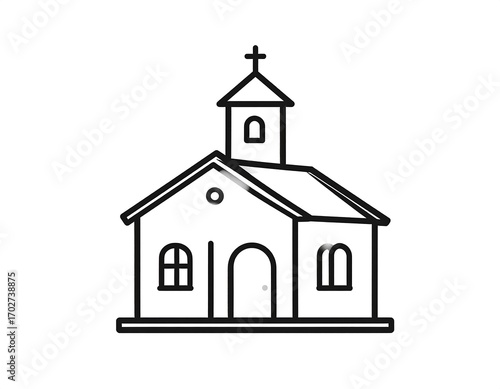 Simple outline drawing of a church