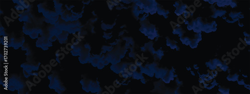 Dark moody artistic sky with layered blue clouds over black environment