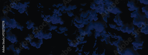 Dramatic digital artwork of dark blue clouds floating in black night sky