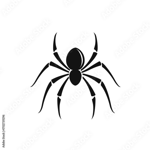 Stylized black silhouette of a spider with eight legs for halloween and horror themes silhouette
