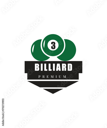 Billiard emblem logo, Billiard club Logo Template Design, Billiard Logo with Ball