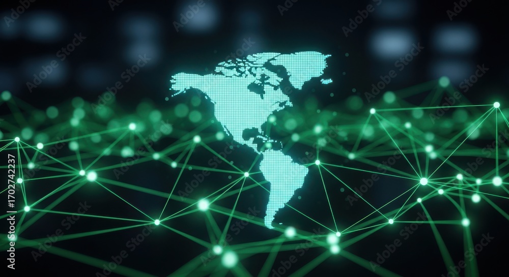 Obraz premium Global Digital Network Connections and Data Flow Technology Concepts
