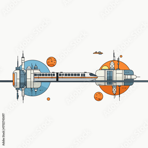 Futuristic High Speed Train Connecting Planets.